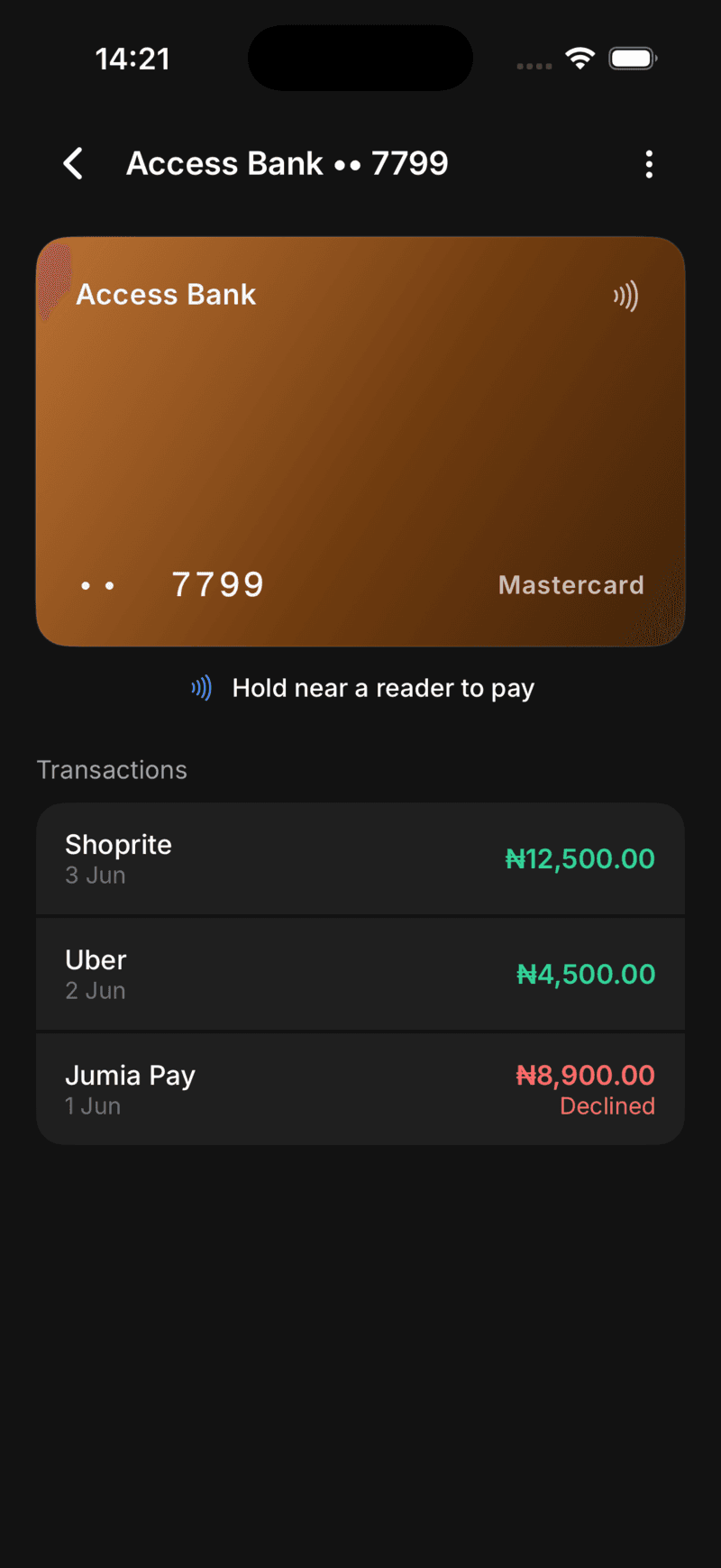 A Taprail card, ready to tap
